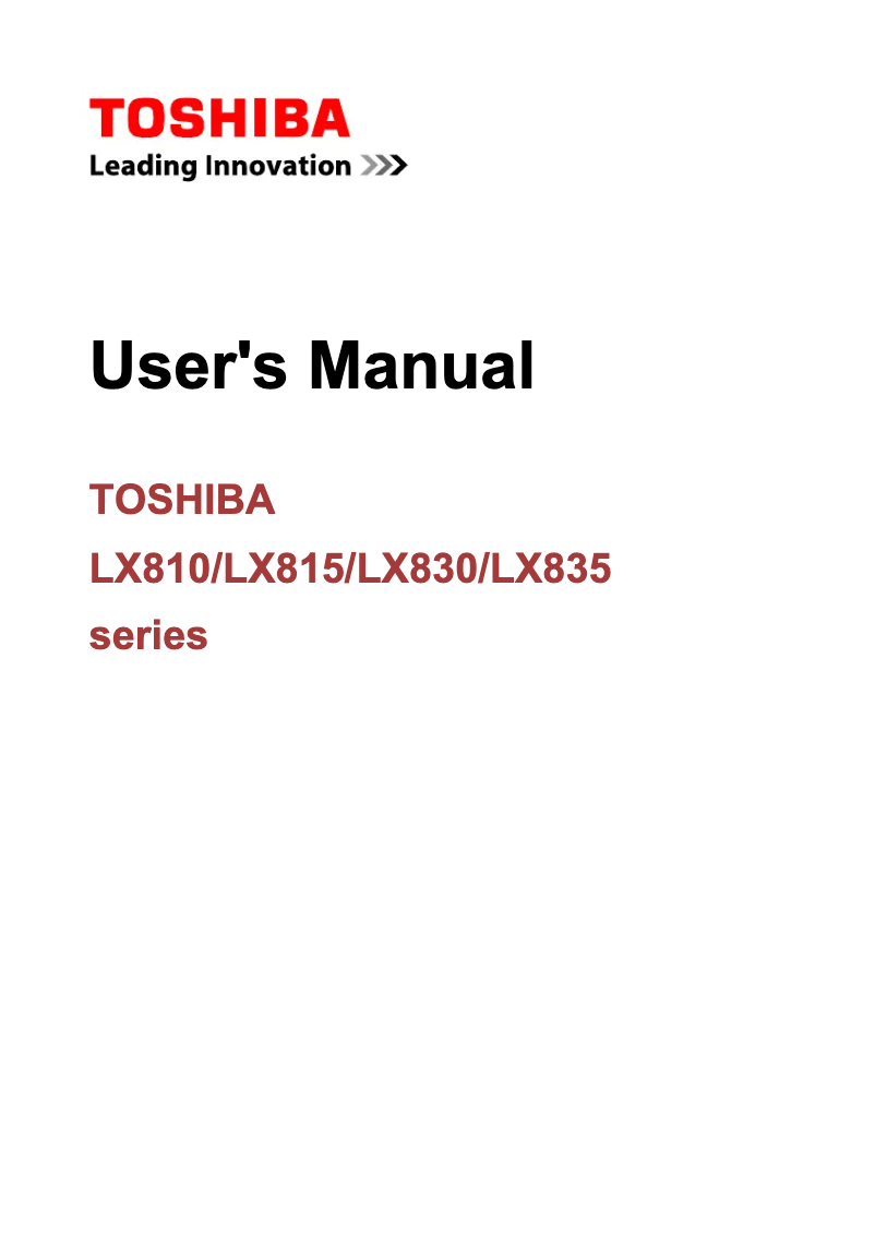 Página 1 del manual Manual de usuario Toshiba LX830