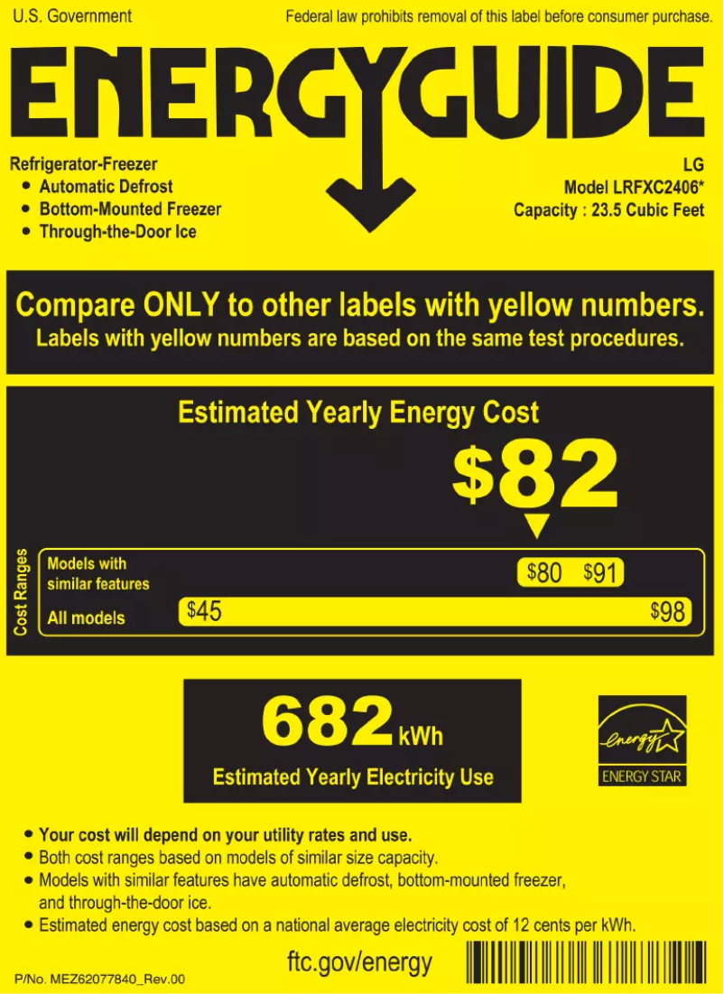 Page 1 of the manual Energy Label LG LRFXC2406D