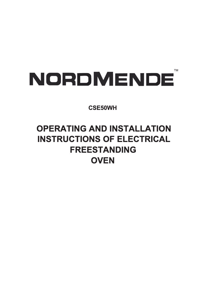 Page 1 de la notice Manuel utilisateur Nordmende CSE50W