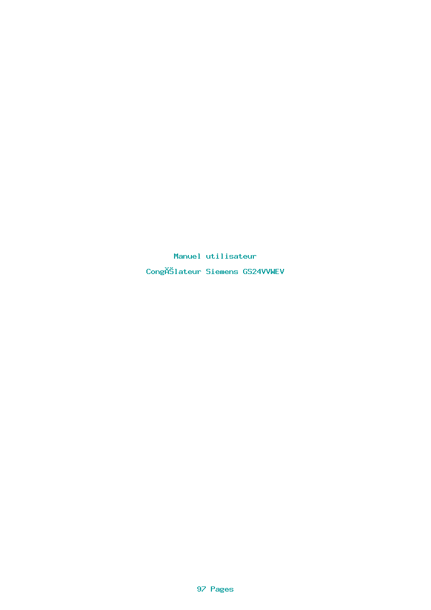 Page 1 de la notice Manuel utilisateur Siemens GS24VVWEV