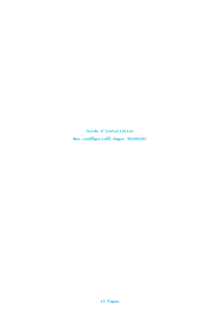 Page 1 de la notice Guide d'installation Hager 85245283