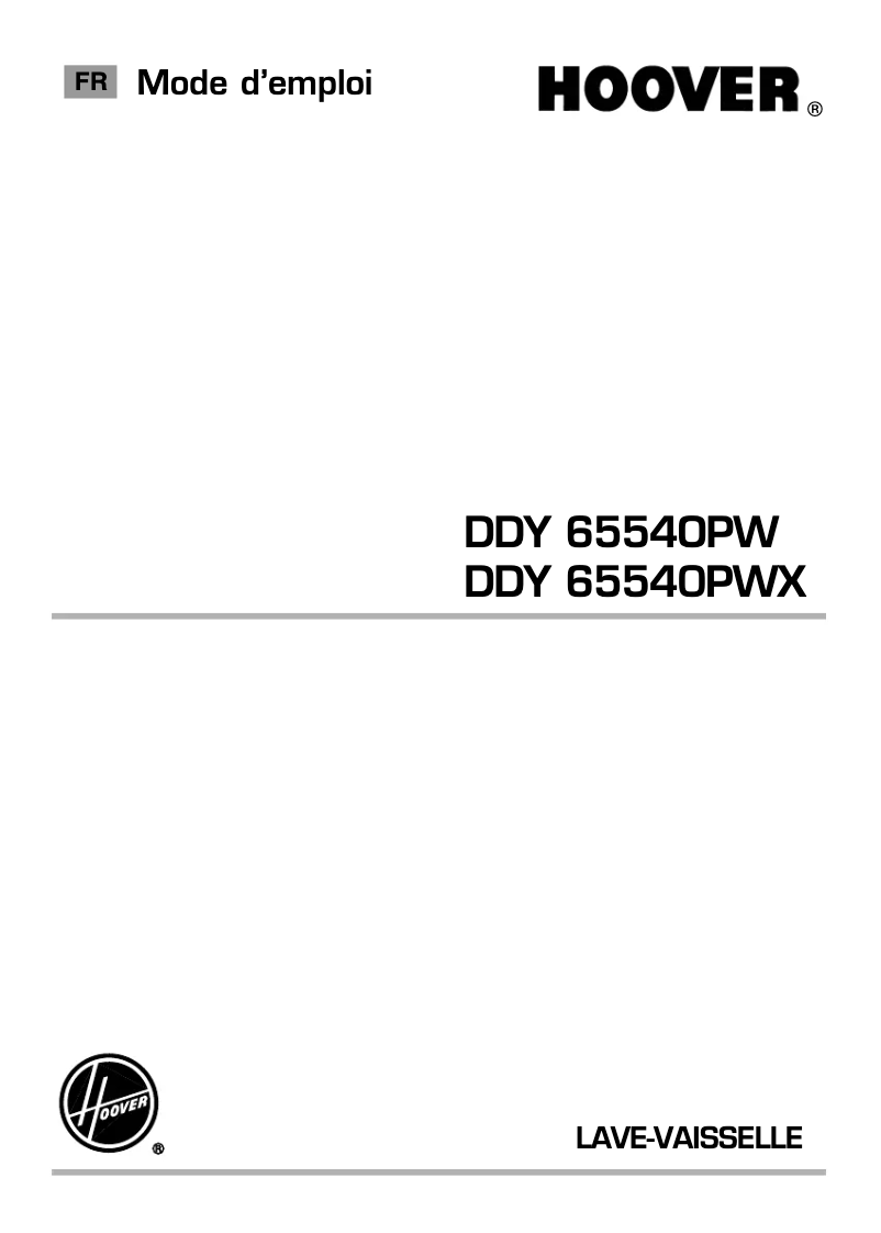 Page 1 de la notice Manuel utilisateur Hoover DDY 65540PW-47