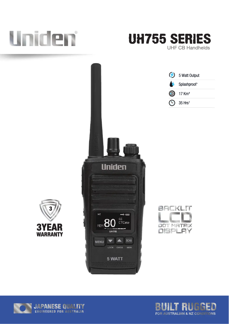 Page 1 de la notice Brochure Uniden UH755-Y