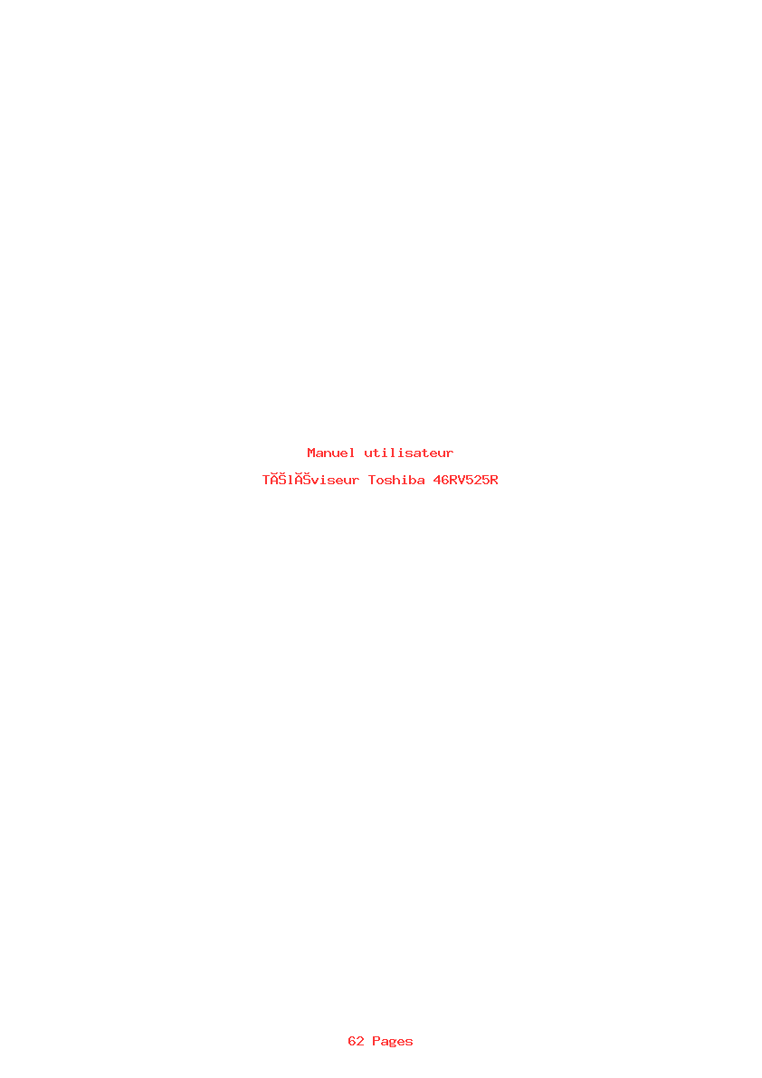 Page 1 de la notice Manuel utilisateur Toshiba 46RV525R