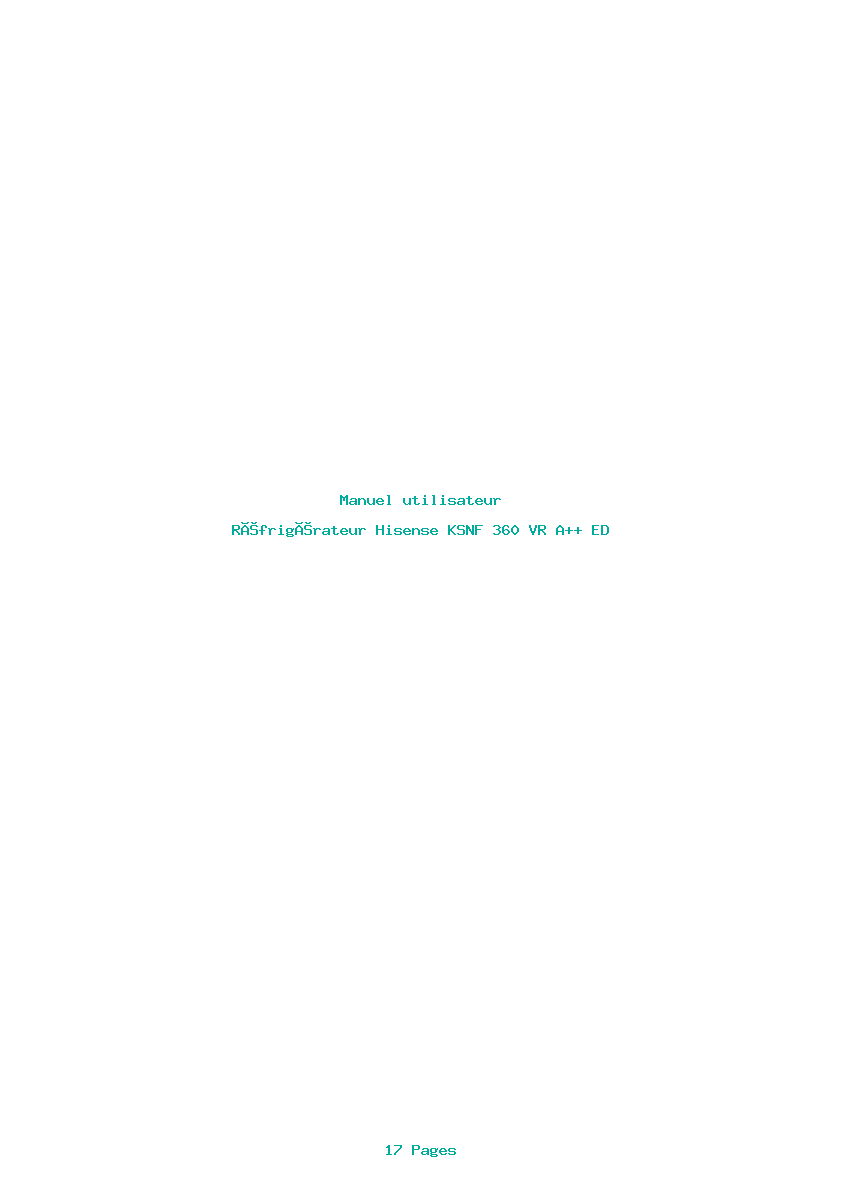 Page 1 de la notice Manuel utilisateur Hisense KSNF 360 VR A++ ED