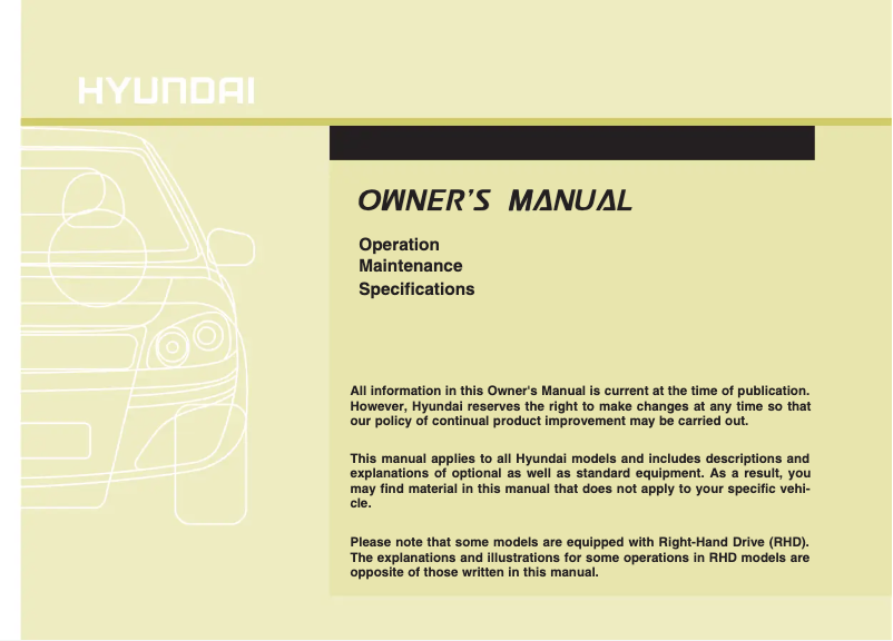 Página 1 del manual Manual de usuario Hyundai Velostar (2015)