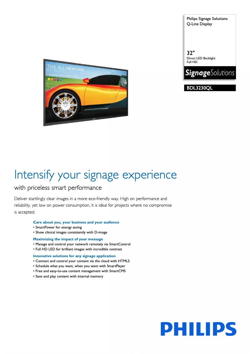 Page 1 of the manual Brochure Philips BDL3230QL
