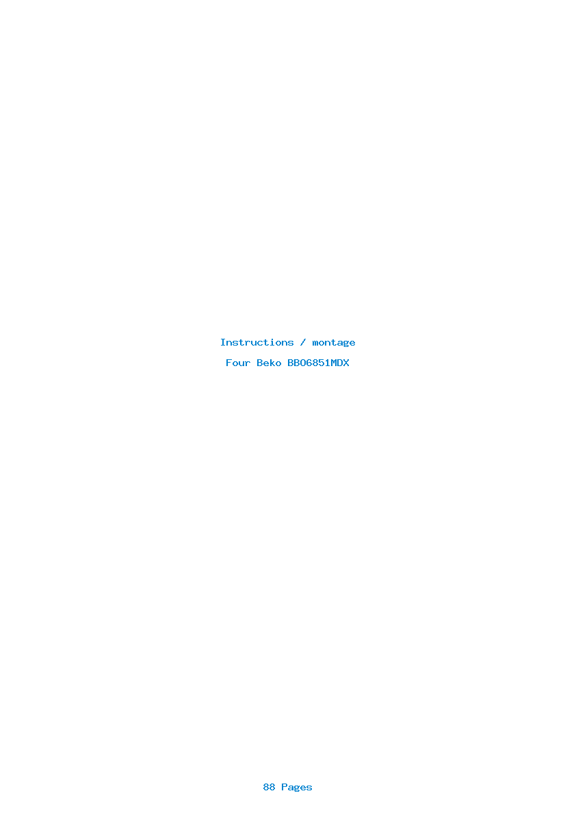 Page 1 de la notice Instructions / montage Beko BBO6851MDX