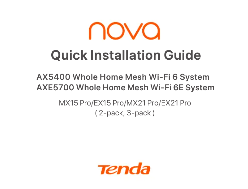 Page 1 de la notice Guide de démarrage rapide Tenda MX21 Pro