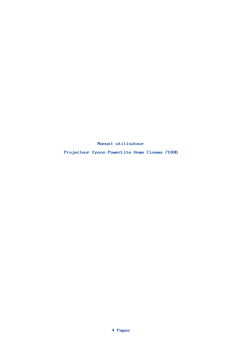 Page 1 de la notice Manuel utilisateur Epson PowerLite Home Cinema 710HD