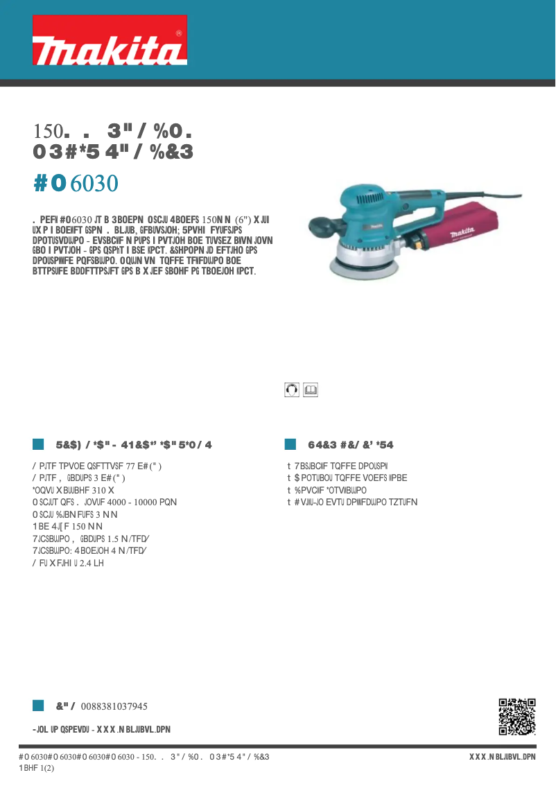 Page 1 de la notice Fiche technique Makita BO6030
