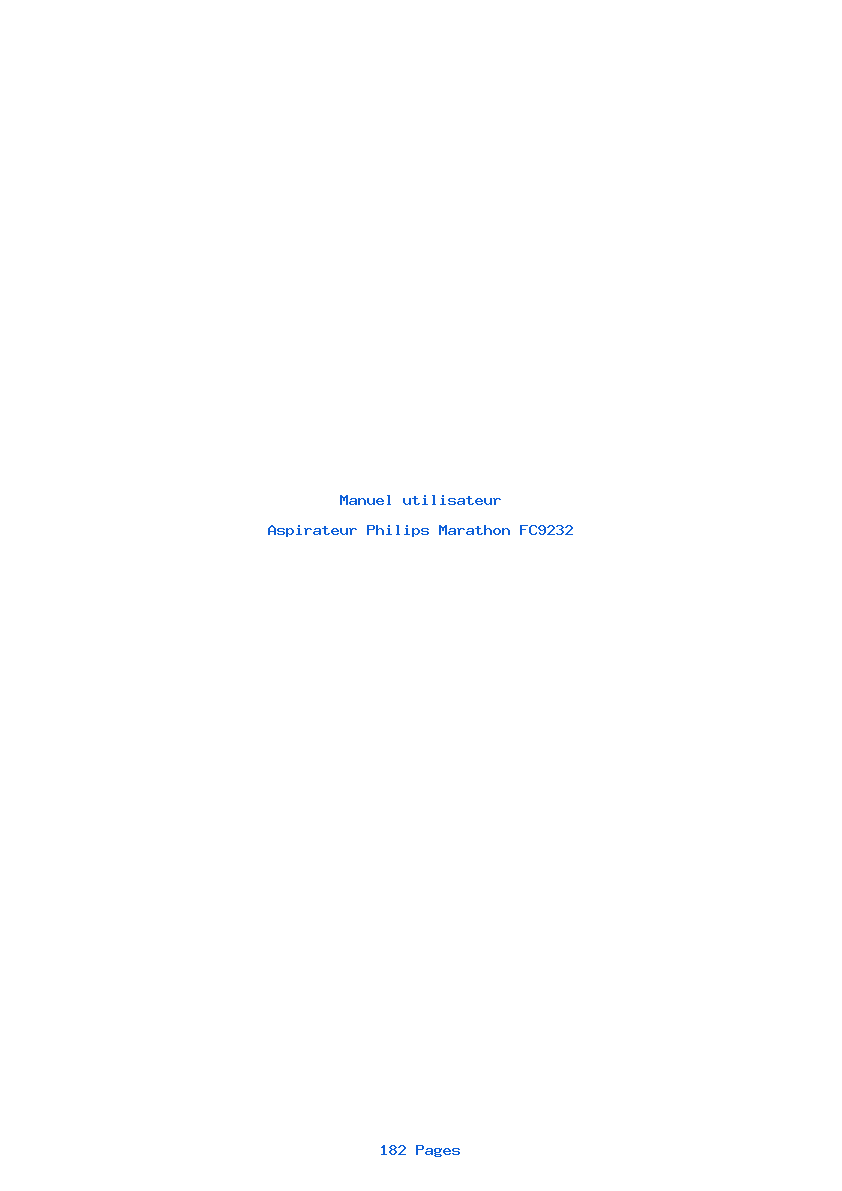 Page 1 de la notice Manuel utilisateur Philips Marathon FC9232