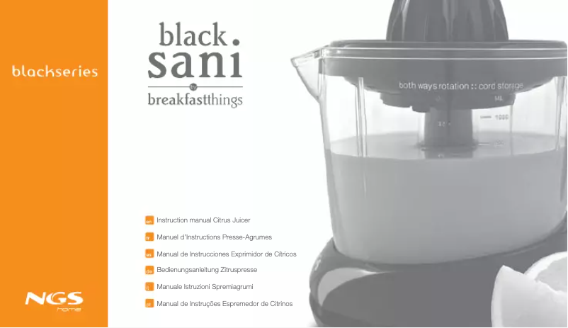 Page 1 de la notice Manuel utilisateur NGS black sani