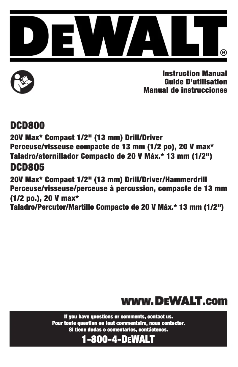 Page 1 de la notice Manuel utilisateur DeWalt DW03050-XJ