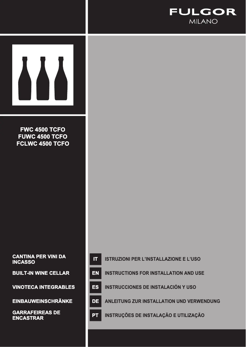 Page 1 de la notice Manuel utilisateur Fulgor Milano FWC 4500 TC FO WH
