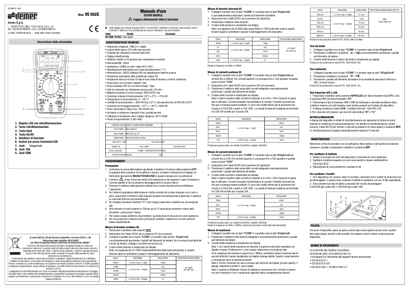 Page 1 de la notice Manuel utilisateur Vemer VE 502E