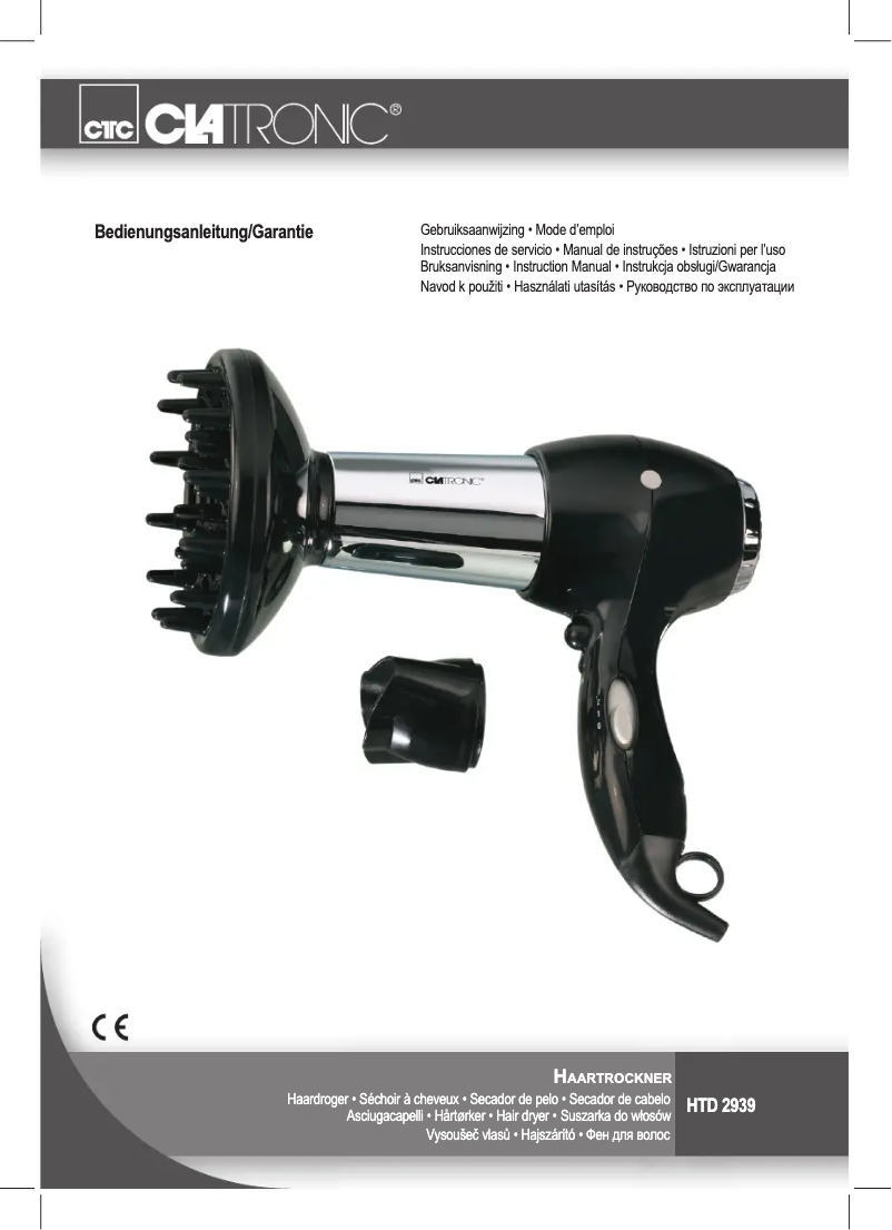 Page 1 de la notice Manuel utilisateur Clatronic HTD 2939