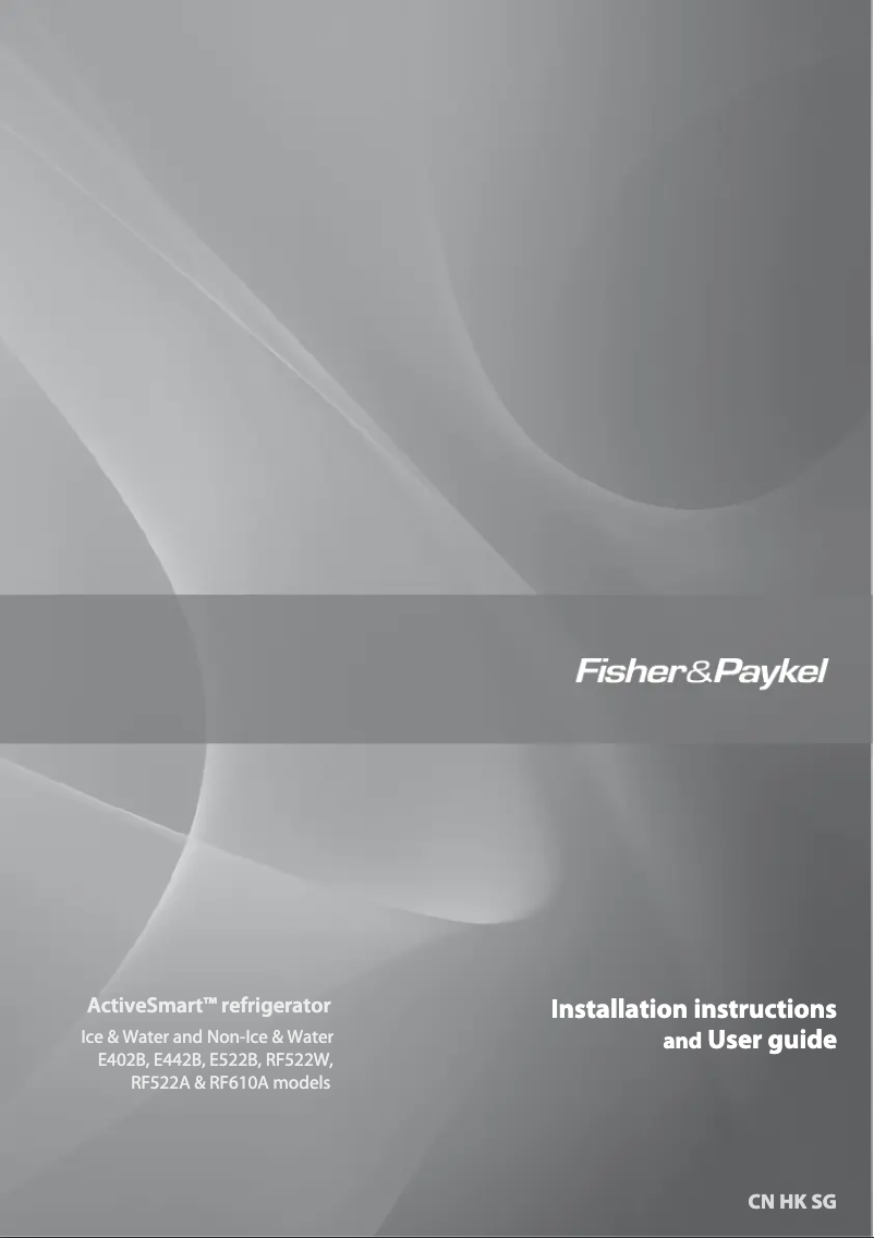 Page 1 de la notice Guide d'installation Fisher & Paykel E522BRXFDU4