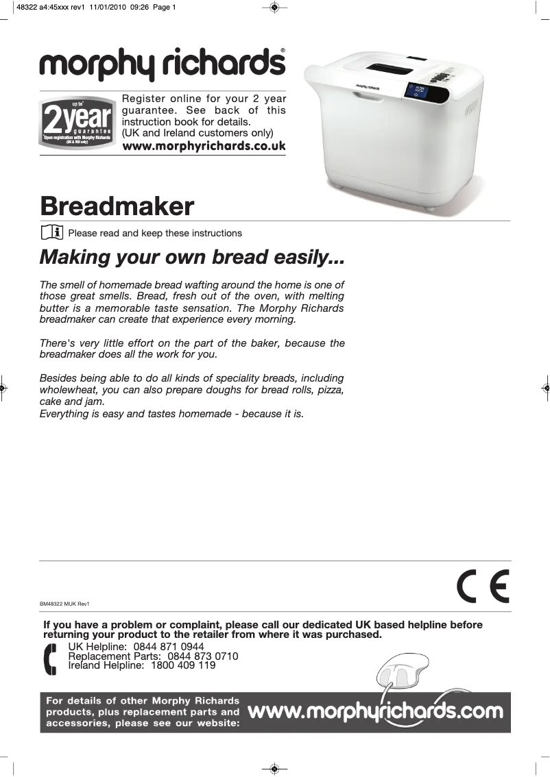 Page 1 de la notice Manuel utilisateur Morphy Richards 48323