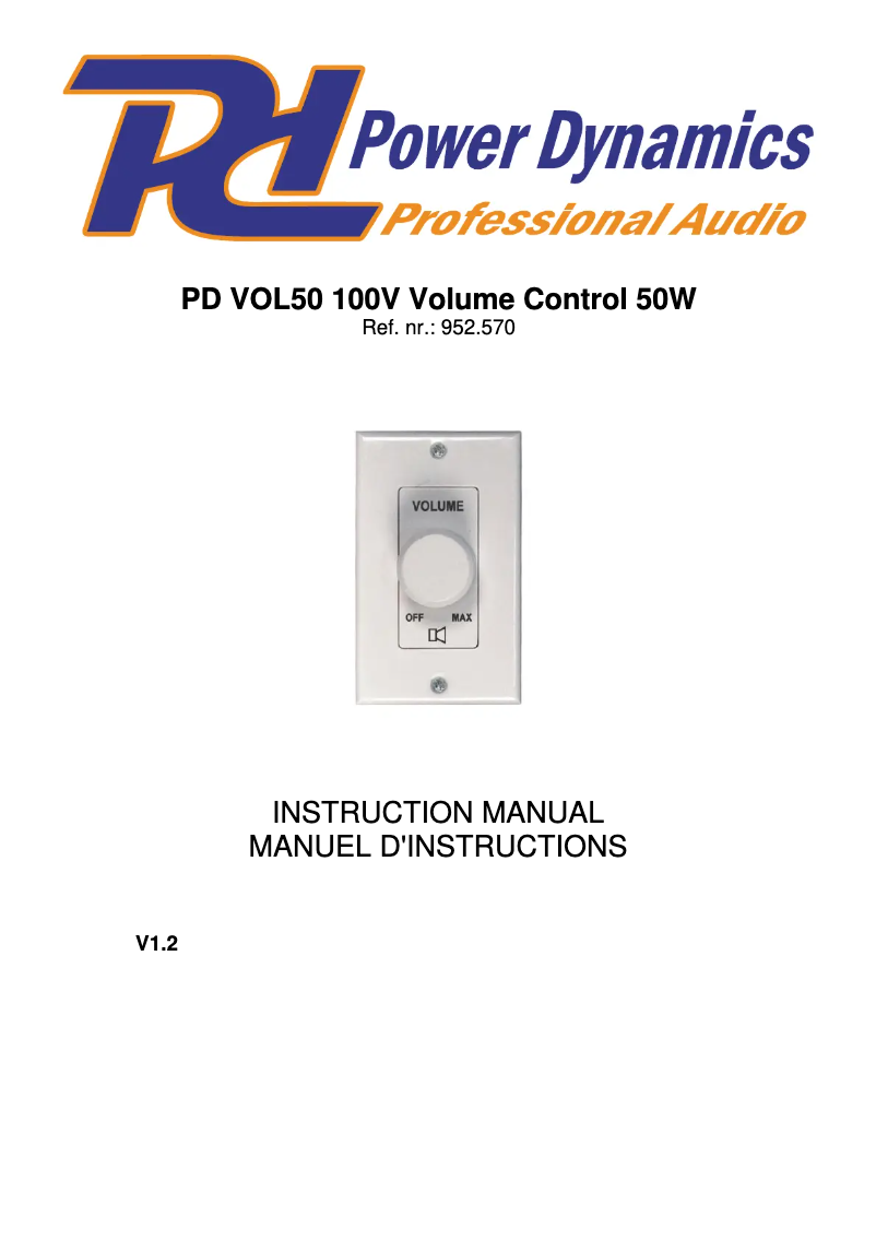 Page 1 de la notice Manuel utilisateur Power Dynamics PDVC50