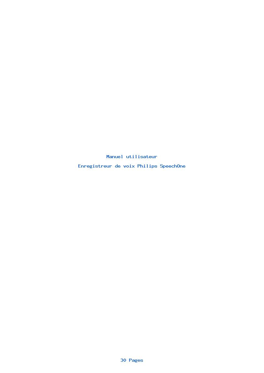Page 1 de la notice Manuel utilisateur Philips SpeechOne