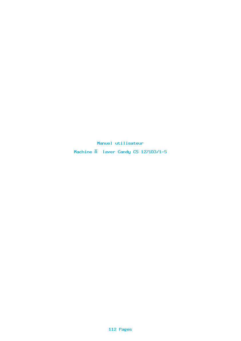 Page 1 de la notice Manuel utilisateur Candy CS 1271D3/1-S