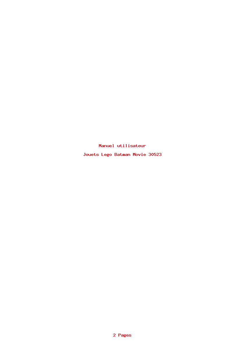 Page 1 de la notice Manuel utilisateur Lego Batman Movie 30523