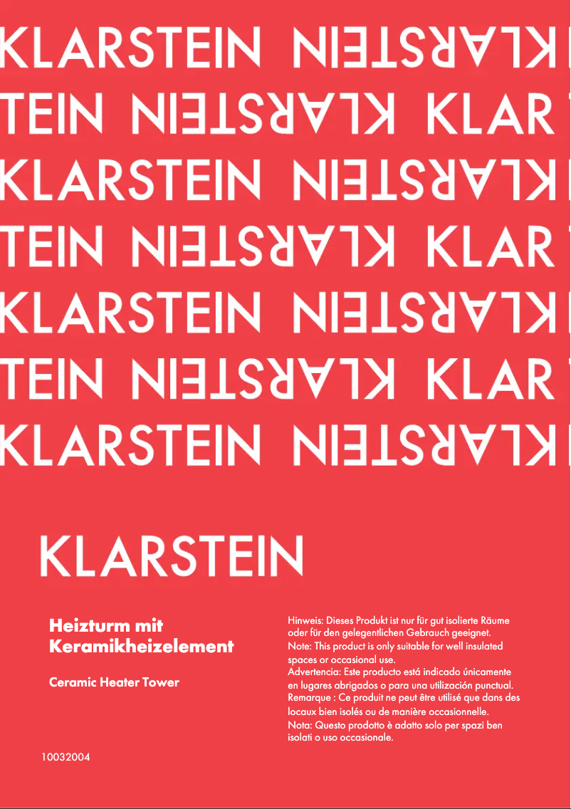 Página 1 del manual Manual de usuario Klarstein 10032004
