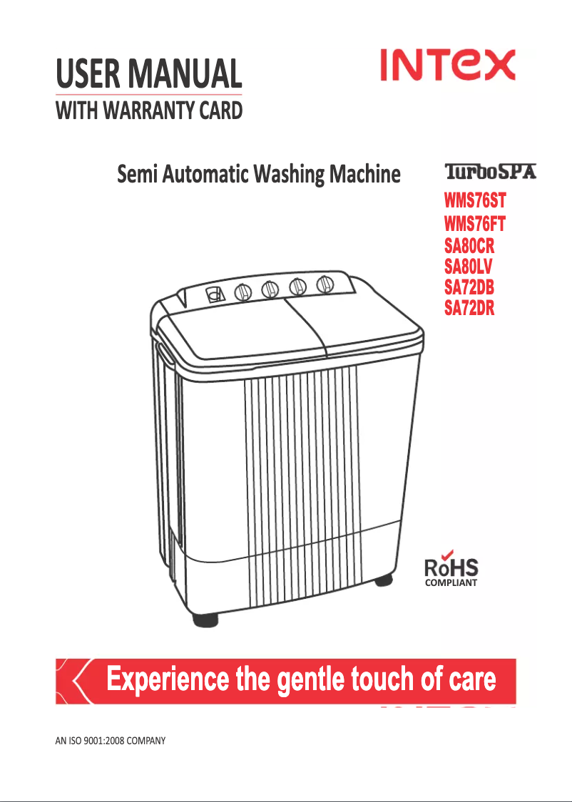 Page 1 de la notice Manuel utilisateur Intex TurboSpa WMS76ST