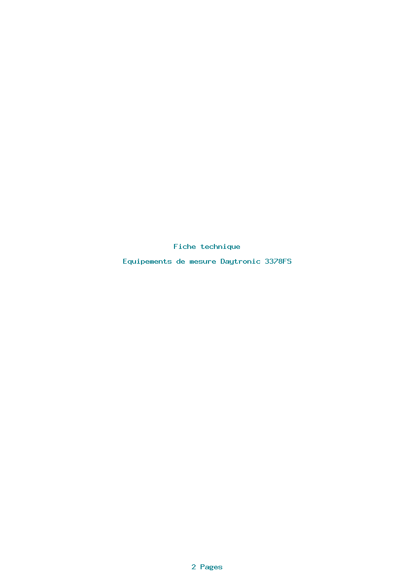 Page 1 de la notice Fiche technique Daytronic 3378FS