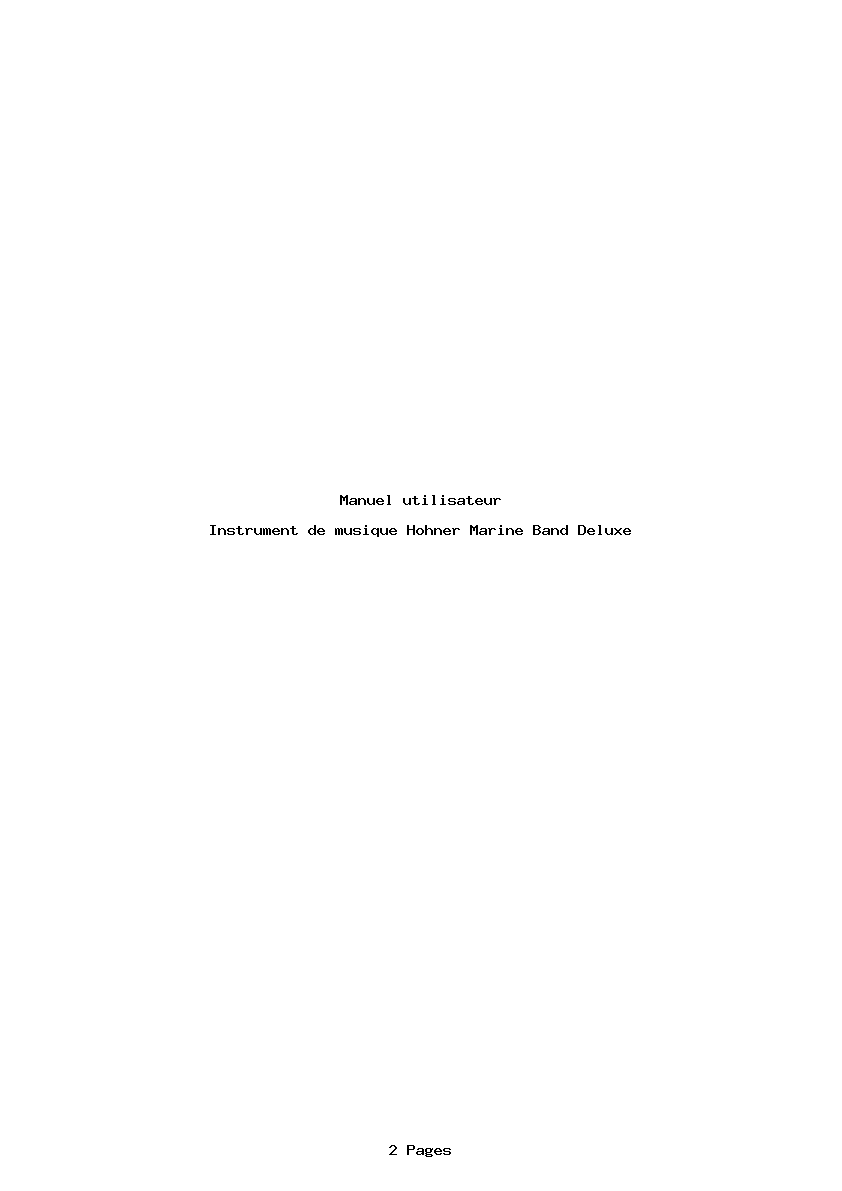 Page 1 de la notice Manuel utilisateur Hohner Marine Band Deluxe