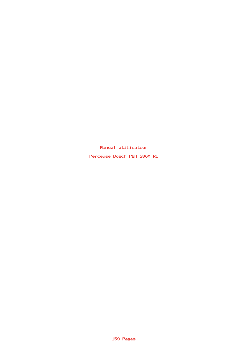 Page 1 de la notice Manuel utilisateur Bosch PBH 2800 RE