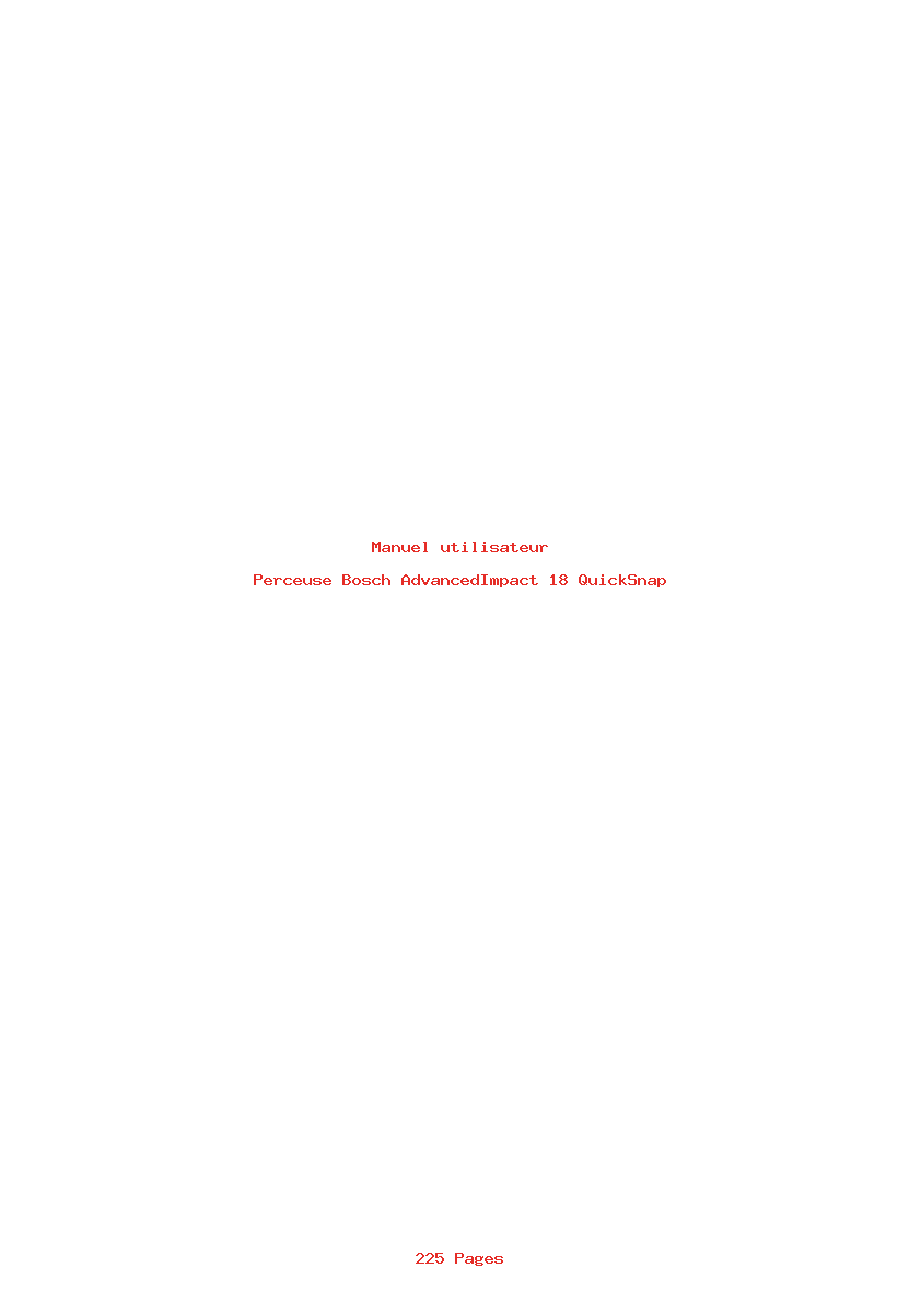 Page 1 de la notice Manuel utilisateur Bosch AdvancedImpact 18 QuickSnap