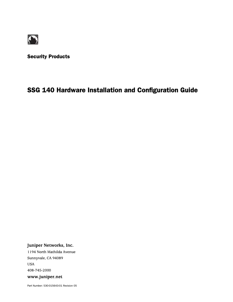 Página 1 del manual Manual de usuario Juniper SSG-140-SH