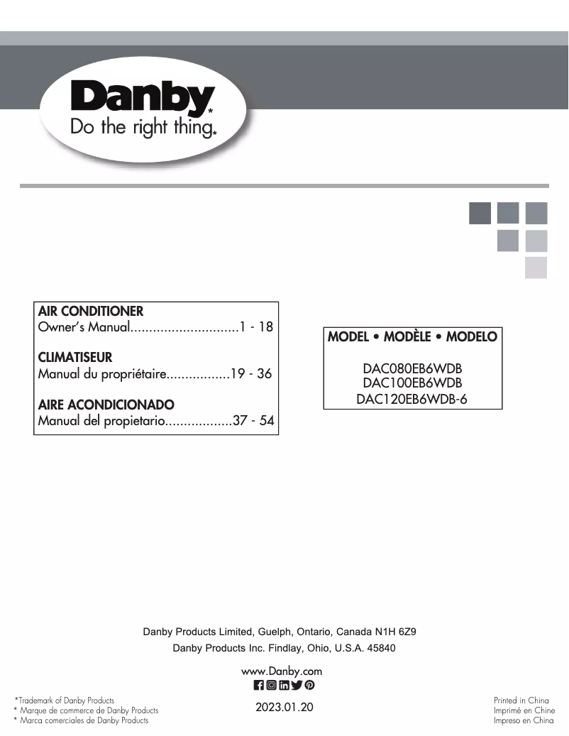 Page 1 de la notice Manuel utilisateur Danby DAC120EB6WDB-6
