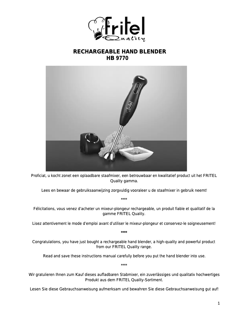 Page 1 de la notice Manuel utilisateur Fritel HB 9770