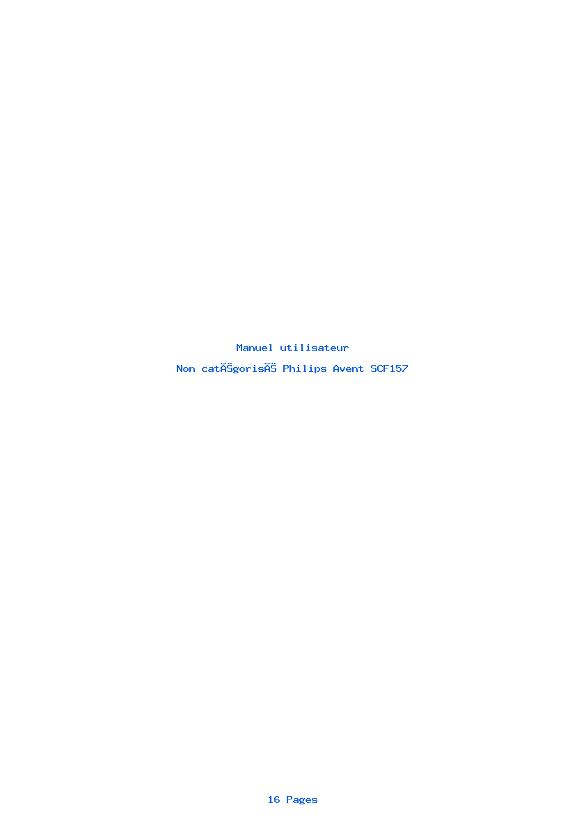Page 1 de la notice Manuel utilisateur Philips Avent SCF157