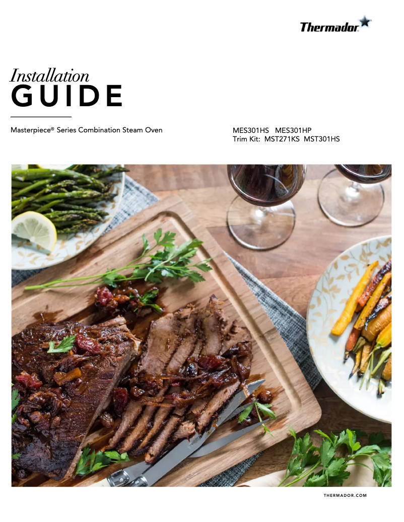 Página 1 del manual Guía de instalación Thermador Masterpiece MES301HS
