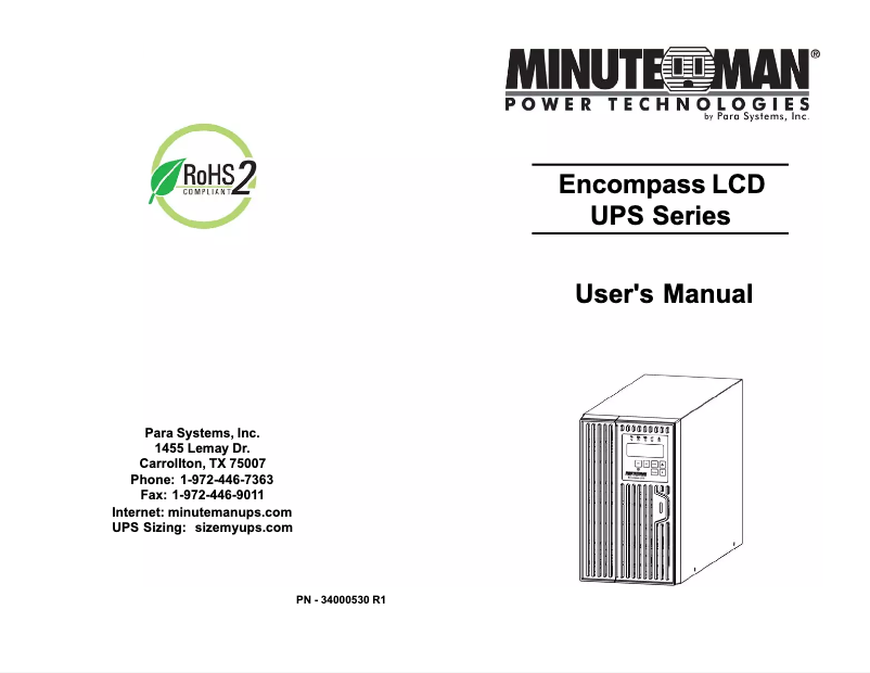 Página 1 del manual Manual de usuario Minuteman EC1000LCD-NC