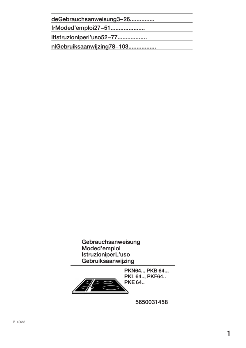 Página 1 del manual Manual de usuario Bosch PKF646E01E