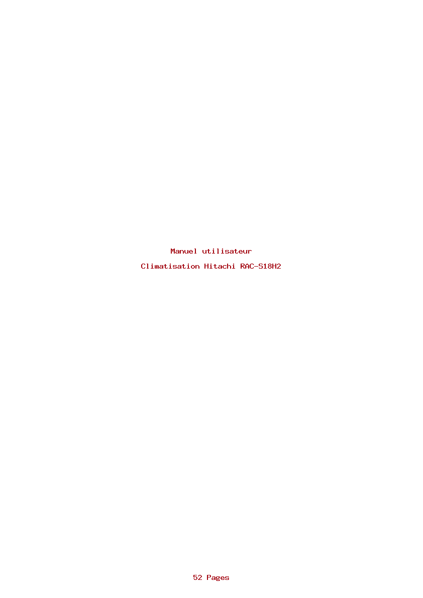 Page 1 de la notice Manuel utilisateur Hitachi RAC-S18H2