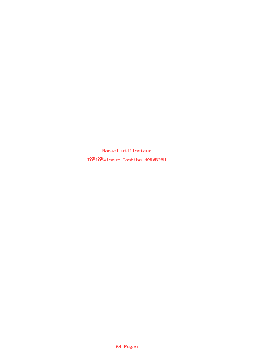 Page 1 de la notice Manuel utilisateur Toshiba 40RV525U