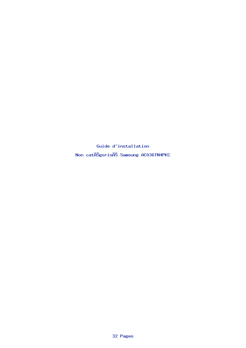 Page 1 de la notice Guide d'installation Samsung AC036TN4PKC