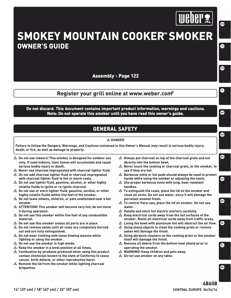 Page 1 of the manual User Manual Weber Smokey Joe Original