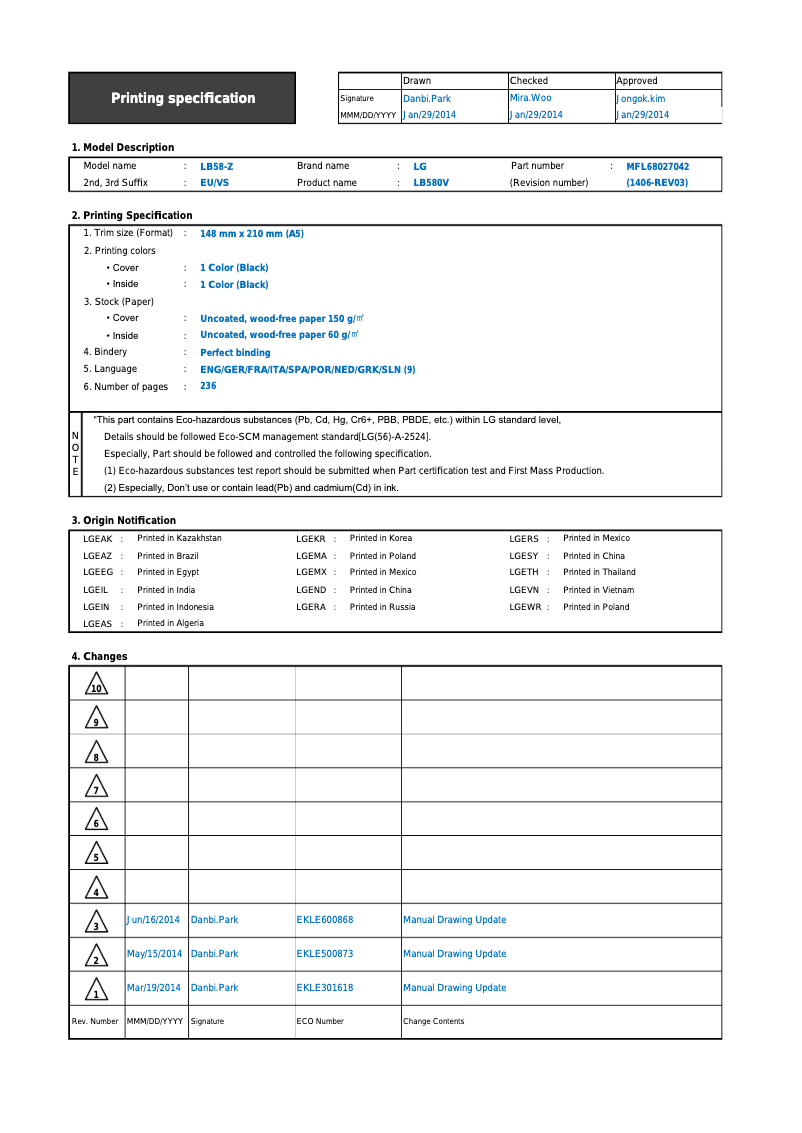 Page 1 de la notice Manuel utilisateur LG 39LB5700