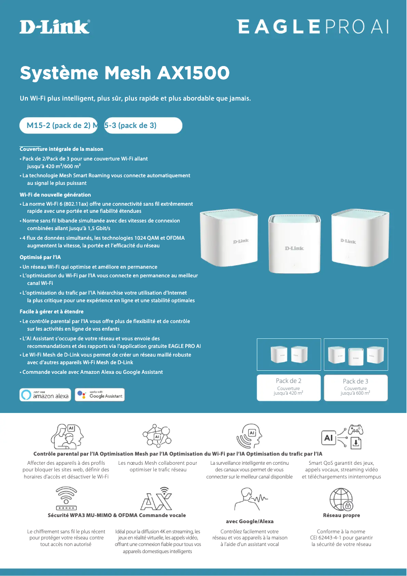 Page 1 de la notice Fiche technique D-Link M15-2