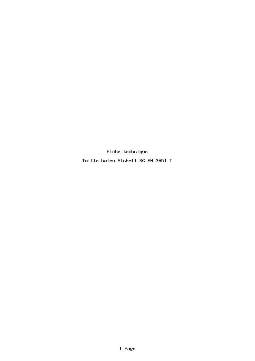 Page 1 de la notice Fiche technique Einhell BG-EH 3551 T