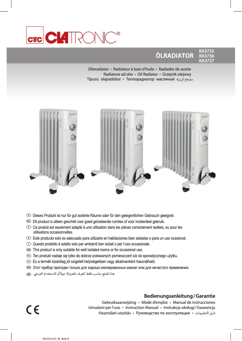 Page 1 de la notice Manuel utilisateur Clatronic RA 3735