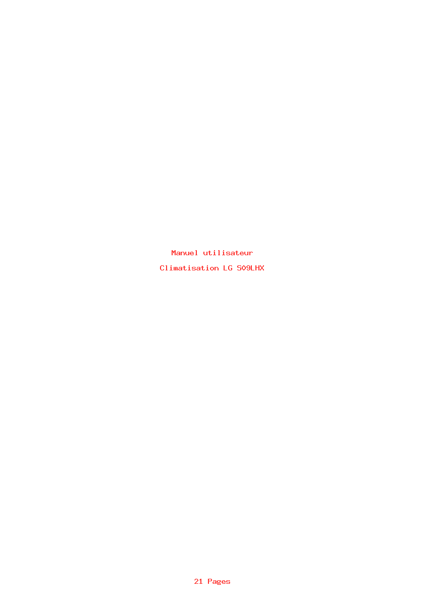Page 1 de la notice Manuel utilisateur LG S09LHX
