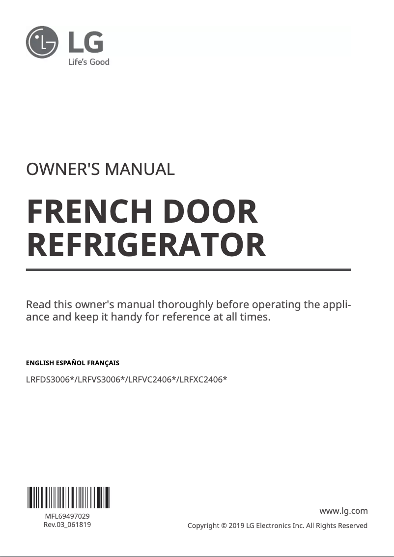 Page 1 of the manual User Manual LG LRFVS3006D